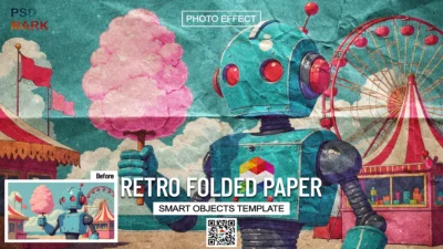 تبدیل عکس به پوستر قدیمی با افکت کاغذ تاخورده