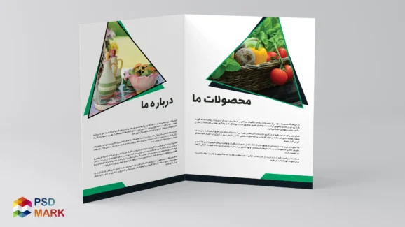 طرح لایه باز بروشور فروشگاه ارگانیک سبزینه